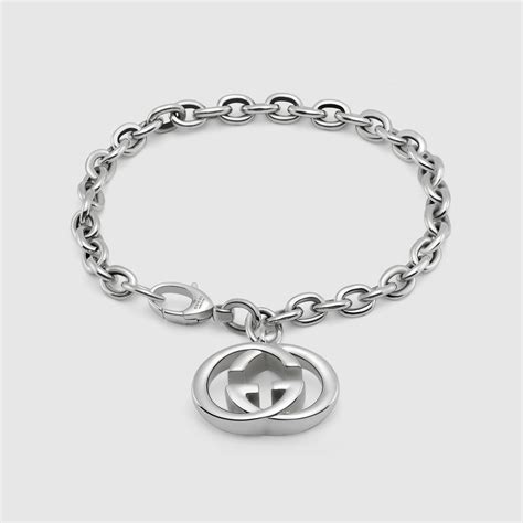 gucci bracelet interlocking|Gucci charm bracelet in silver.